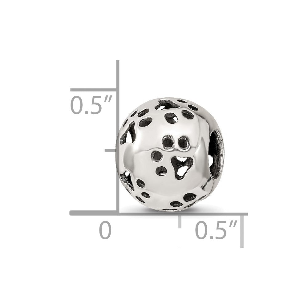 Reflections 925 Sterling Silver Cutout Paw Prints Bead 11 x 10 mm