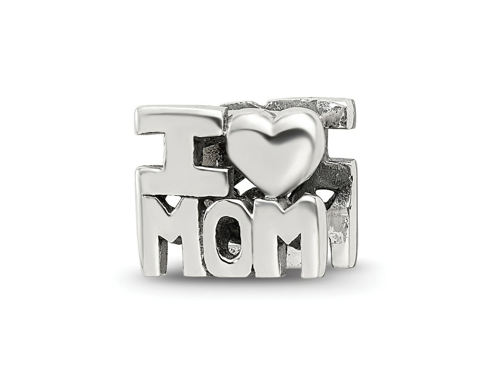 Reflections 925 Sterling Silver I HEART MOM Bead 8 x 9 mm