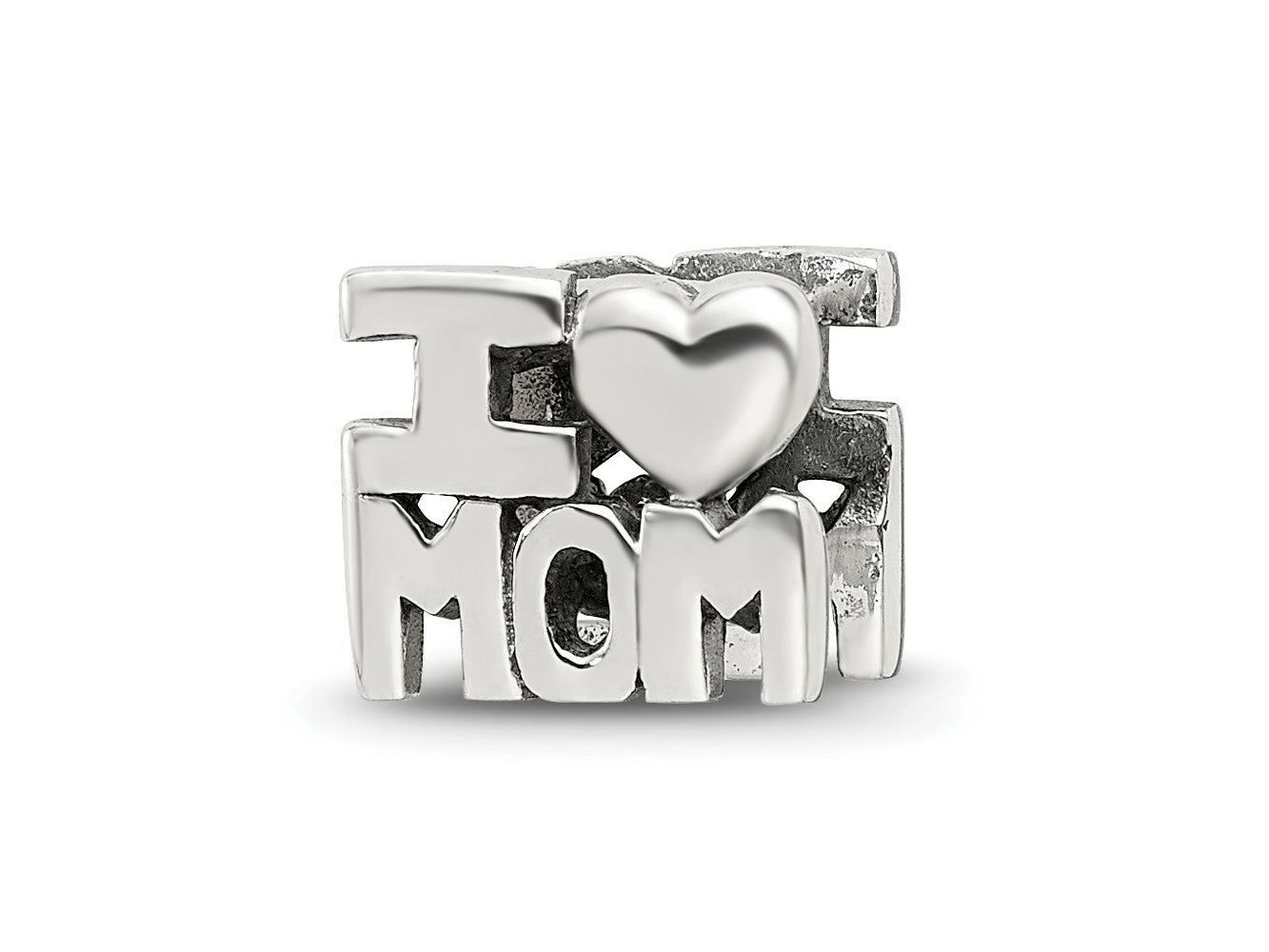 Reflections 925 Sterling Silver I HEART MOM Bead 8 x 9 mm