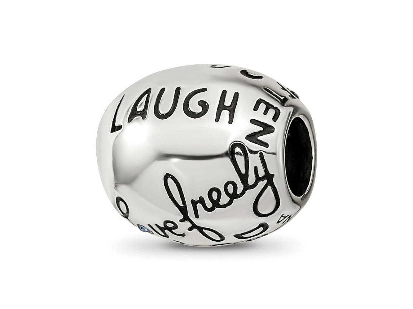 Reflections 925 Sterling Silver Crystals Live Laugh Love Bead 10 x 11 mm