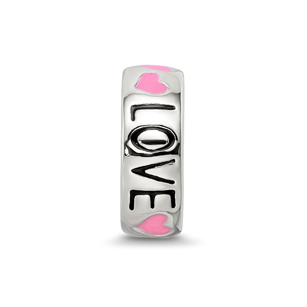 Reflections 925 Sterling Silver Pink Enameled Hearts Love Amour Spacer Bead 9 x 3 mm