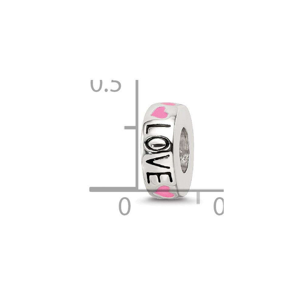 Reflections 925 Sterling Silver Pink Enameled Hearts Love Amour Spacer Bead 9 x 3 mm