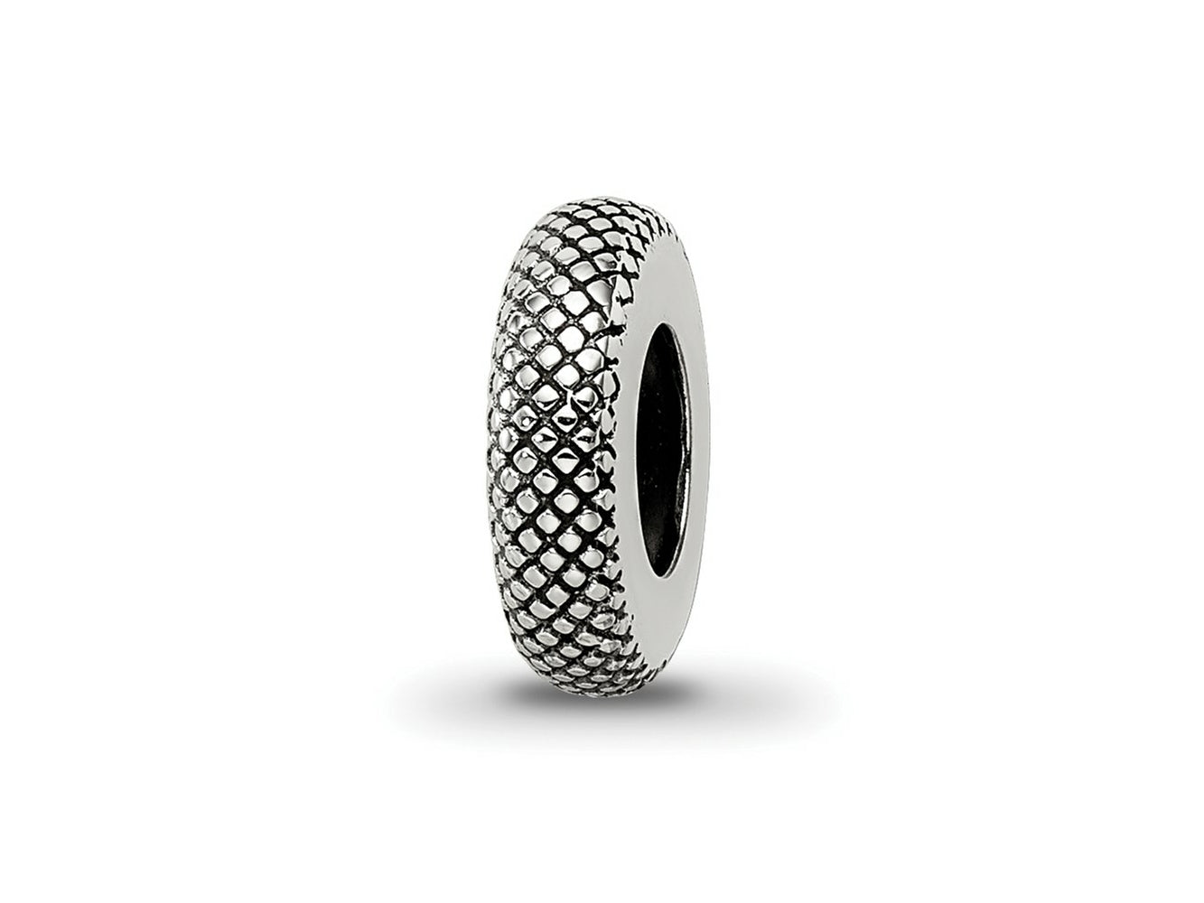 Reflections 925 Sterling Silver Antiqued Textured Gripper Bead 9 x 2 mm