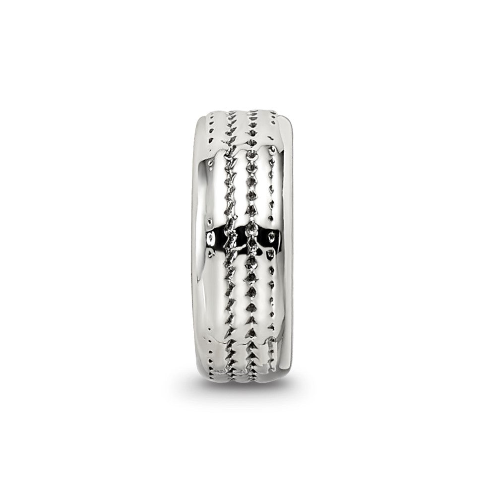 Reflections 925 Sterling Silver Antiqued Textured Gripper Bead 10 x 4 mm