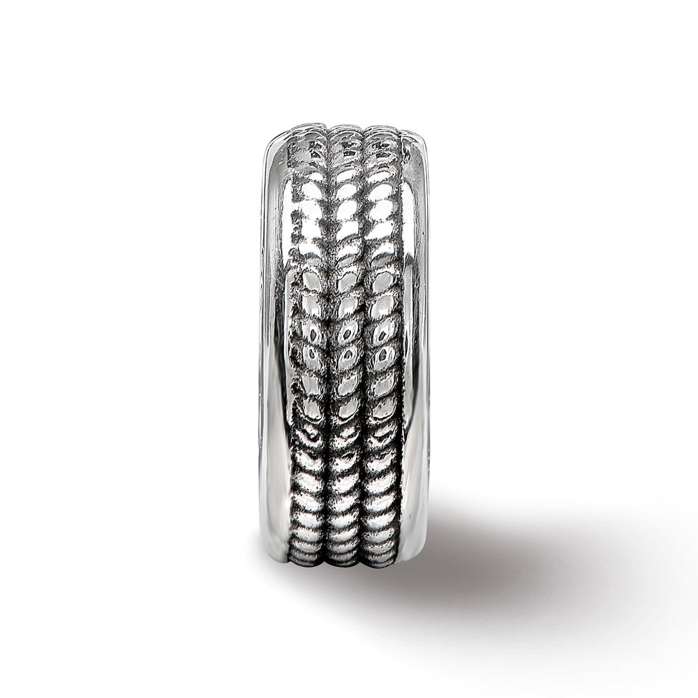 Reflections 925 Sterling Silver Antiqued Textured Gripper Bead 10 x 4 mm