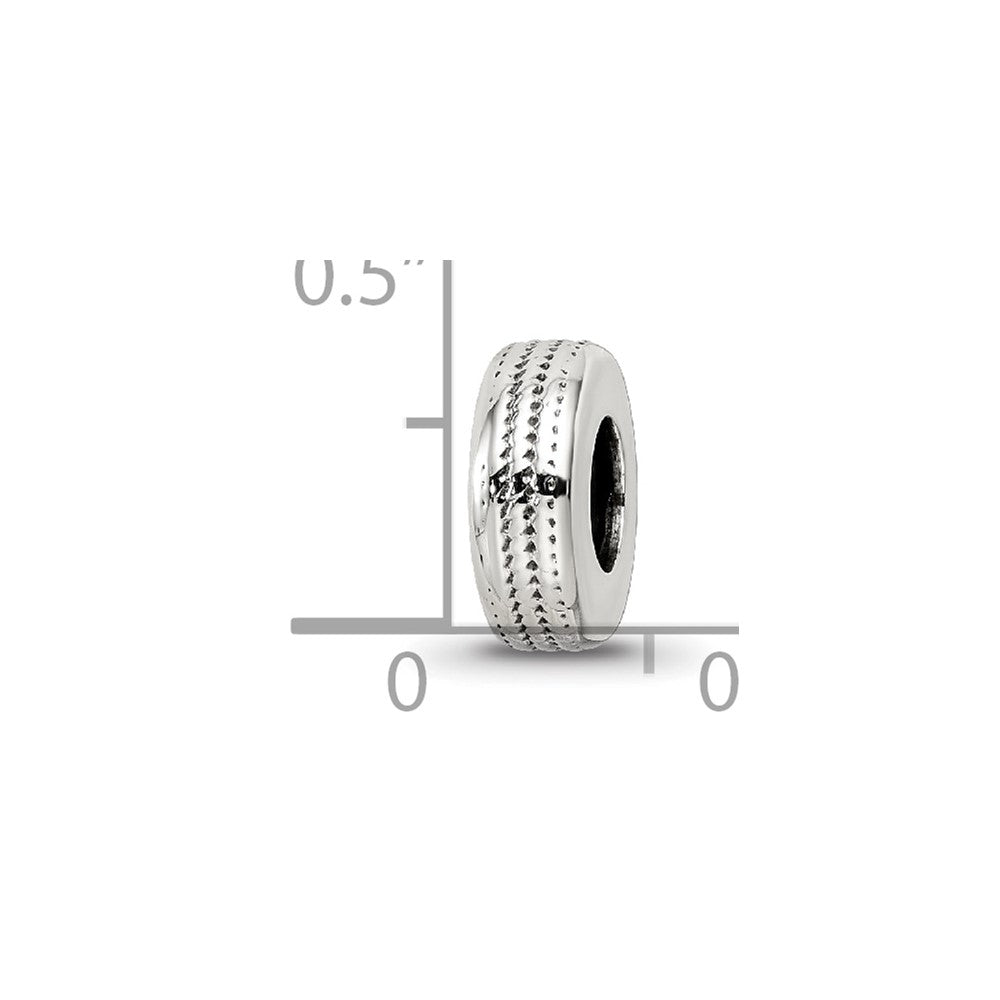 Reflections 925 Sterling Silver Antiqued Textured Gripper Bead 10 x 4 mm