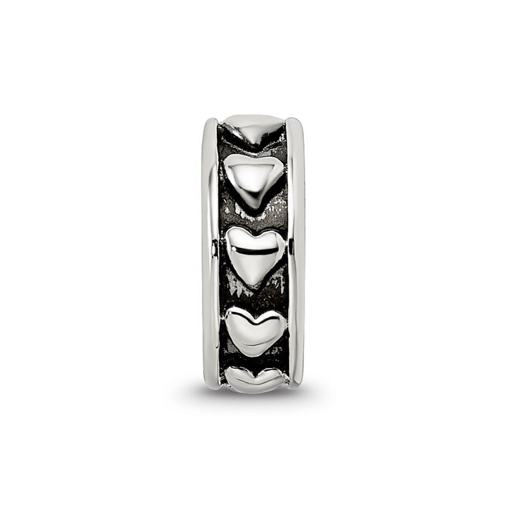 Reflections 925 Sterling Silver Antiqued Hearts Gripper Bead 10 x 3 mm