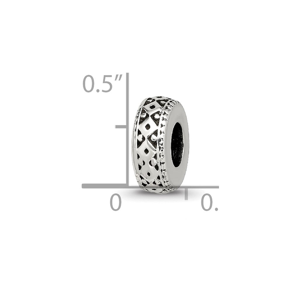 Reflections 925 Sterling Silver Antiqued Bali Gripper Bead 10 x 4 mm