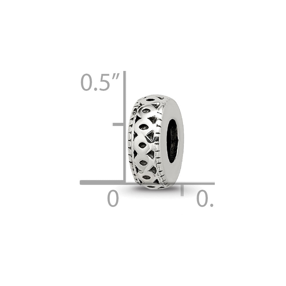 Reflections 925 Sterling Silver Antiqued Bali Gripper Bead 10 x 4 mm