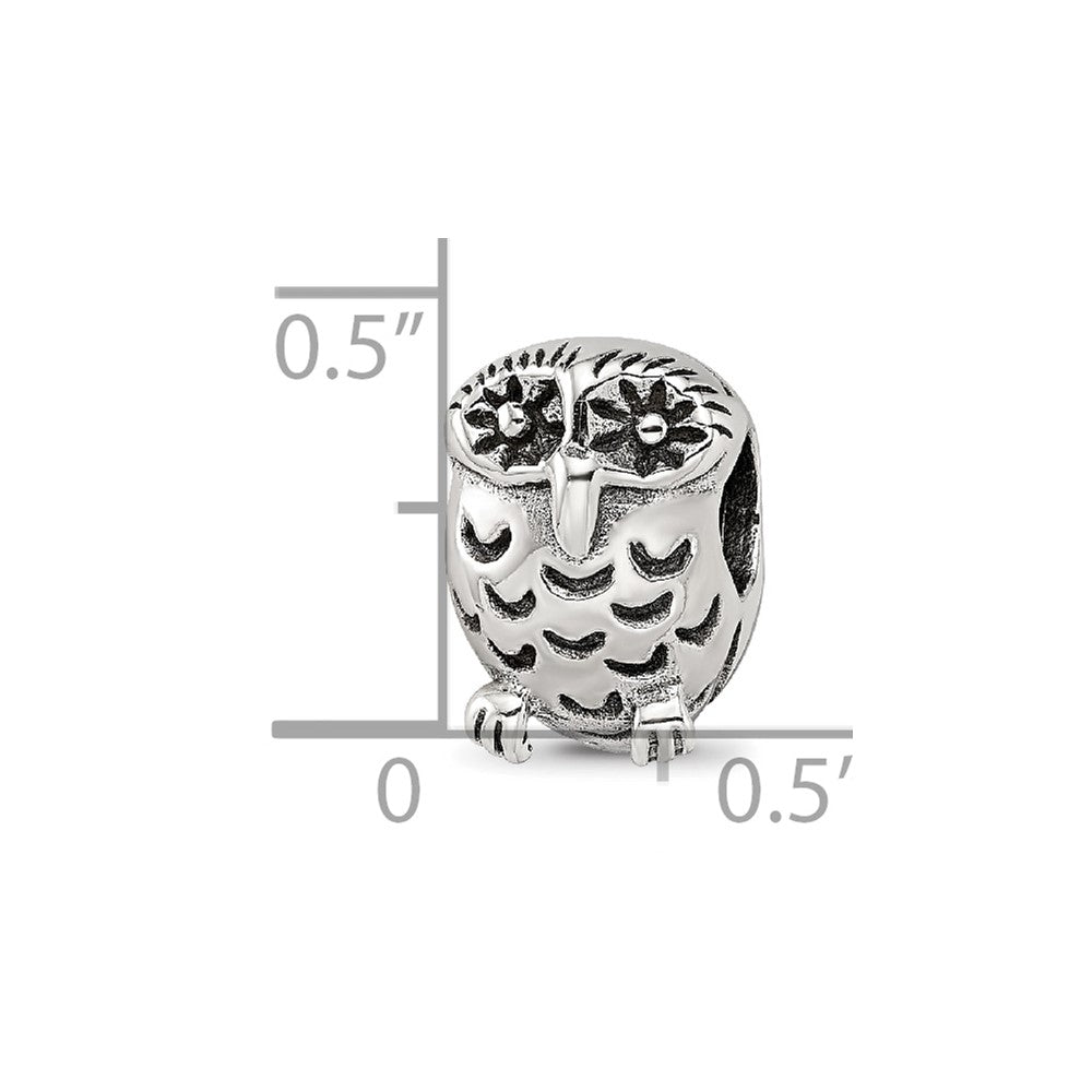 Reflections 925 Sterling Silver Owl Bead 12 x 8 mm