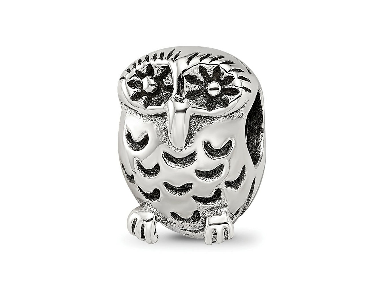 Reflections 925 Sterling Silver Owl Bead 12 x 8 mm
