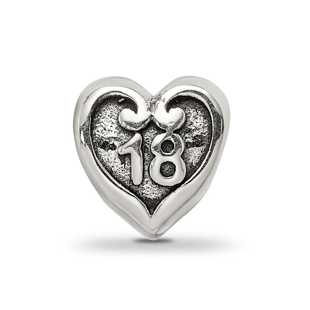 Reflections 925 Sterling Silver 18 Heart Bead 9 x 9 mm