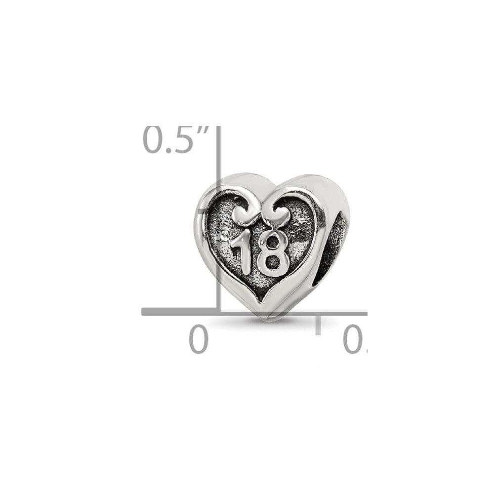 Reflections 925 Sterling Silver 18 Heart Bead 9 x 9 mm