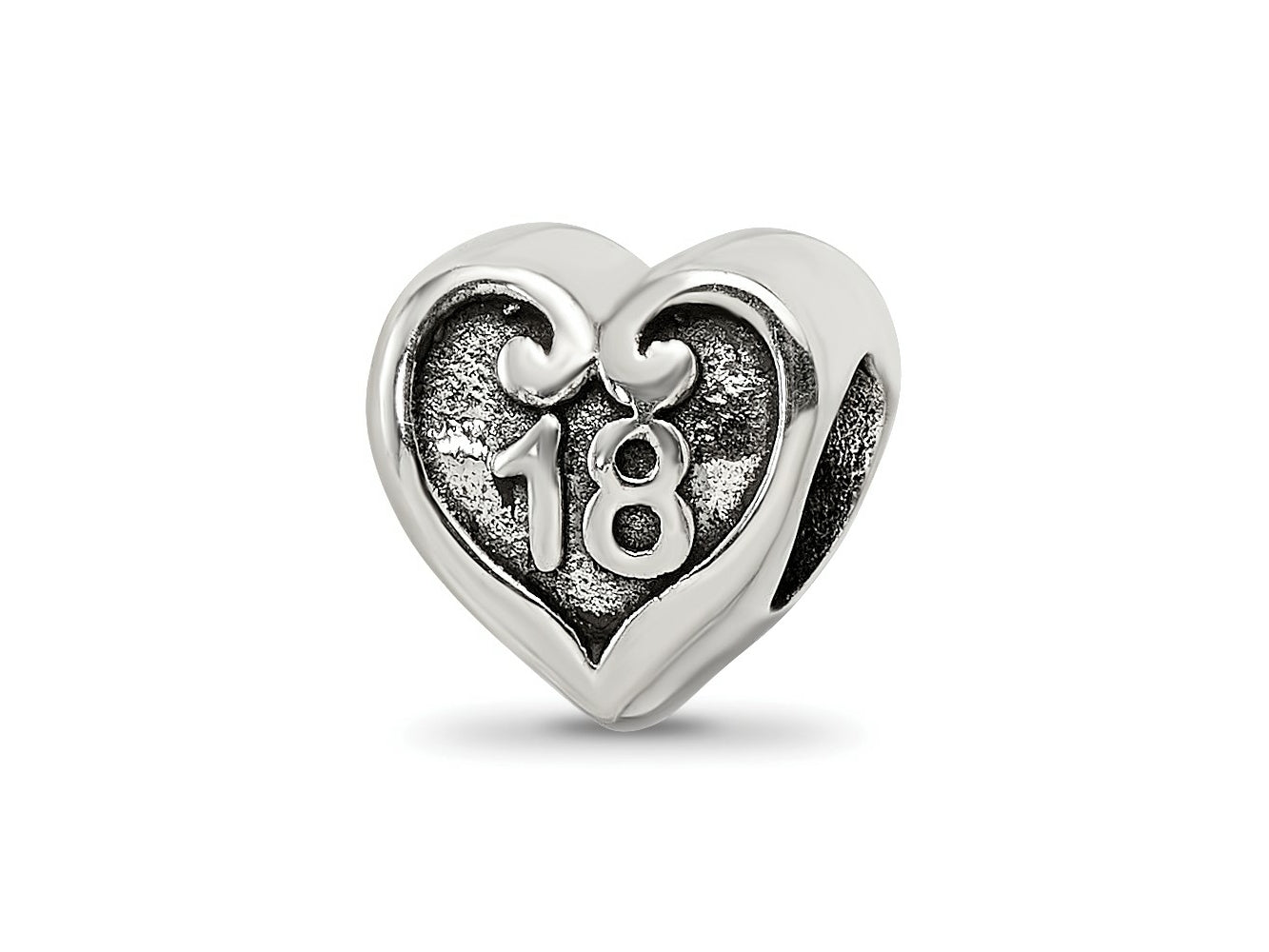 Reflections 925 Sterling Silver 18 Heart Bead 9 x 9 mm