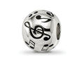 Reflections 925 Sterling Silver Rhodium Plated Enameled Musical Notes Bead 12 x 10 mm
