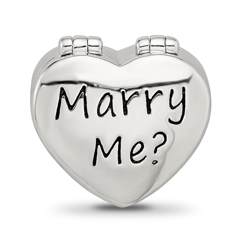Reflections 925 Sterling Silver Enamel Crystal Marry Me Heart Bead 11 x 13 mm