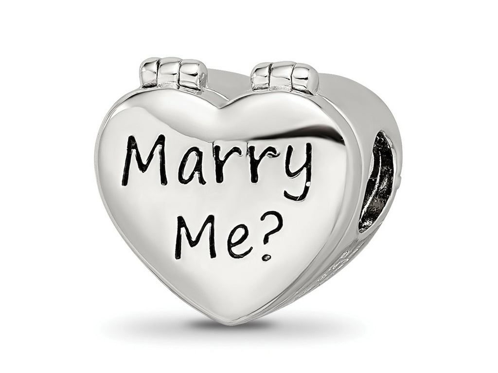 Reflections 925 Sterling Silver Enamel Crystal Marry Me Heart Bead 11 x 13 mm