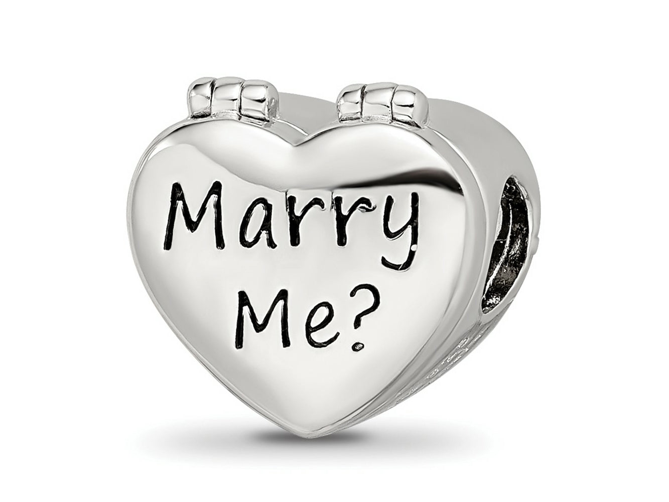Reflections 925 Sterling Silver Enamel Crystal Marry Me Heart Bead 11 x 13 mm
