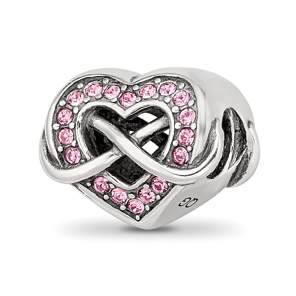 Reflections 925 Sterling Silver Crystal Infinity Symbol in Heart Bead 9 x 10 mm