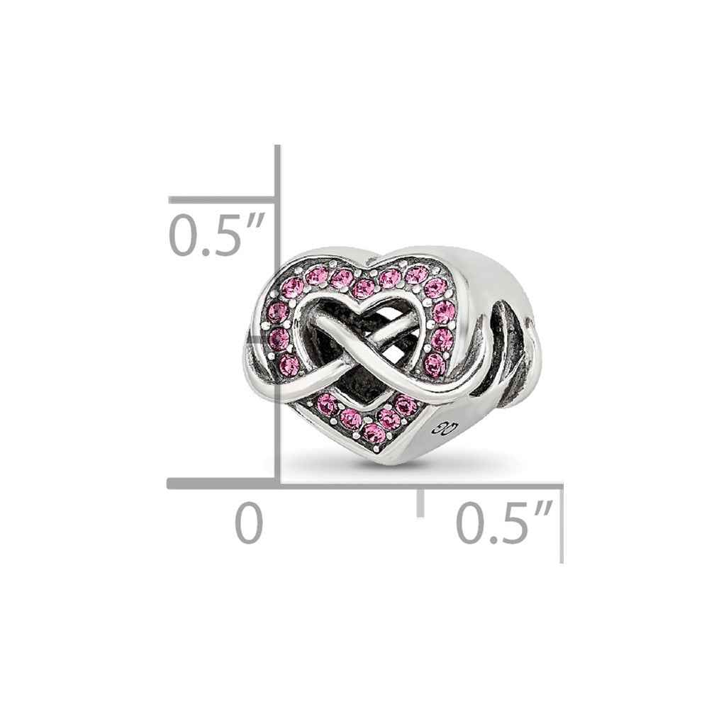 Reflections 925 Sterling Silver Crystal Infinity Symbol in Heart Bead 9 x 10 mm