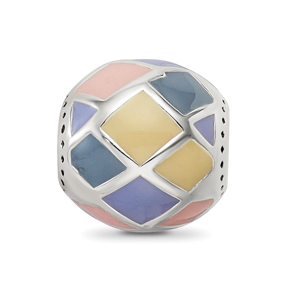 Reflections 925 Sterling Silver Pink,Yellow and Lavender Enameled, Silver IP-Pl 10 x 10 mm.
