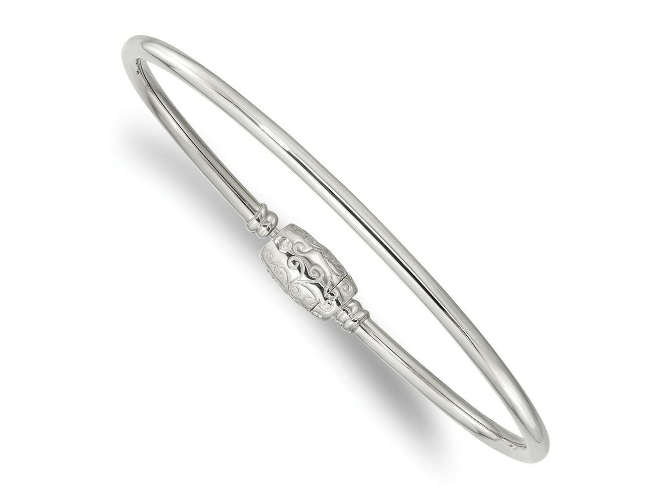 Reflections 925 Sterling Silver Bangle with Silver Clasp Bead