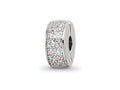 Reflections 925 Sterling Silver Rhodium Plated White and Pink CZ Hinged Bead 10 x 5 mm