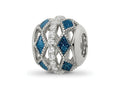 Reflections 925 Sterling Silver Enameled  Blue Accent and CZ Circle Bead 11 x 9 mm