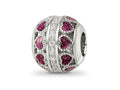 Reflections 925 Sterling Silver Rhodium Plated Pink Enamel Hearts and CZ Circle Bead 11 x 9 mm