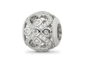 Reflections 925 Sterling Silver Rhodium Plated CZ with Hearts Bead 11 x 10 mm