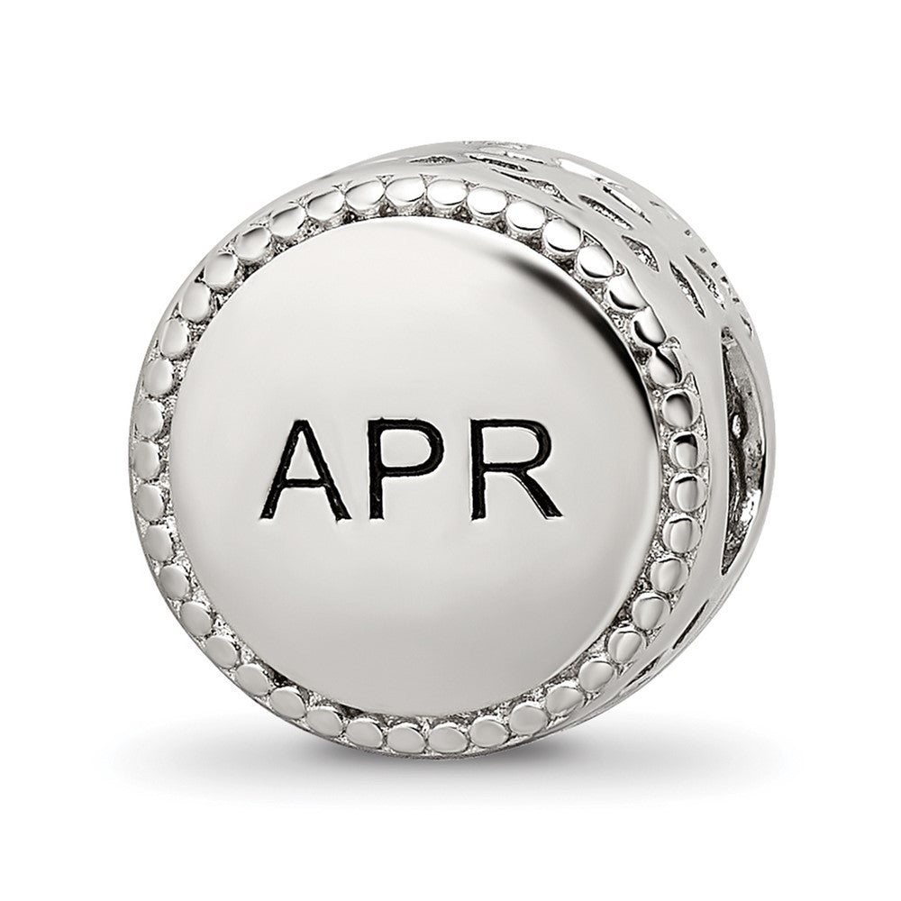Reflections 925 Sterling Silver Rhodium Plated April Flower Bead 11 x 8 mm