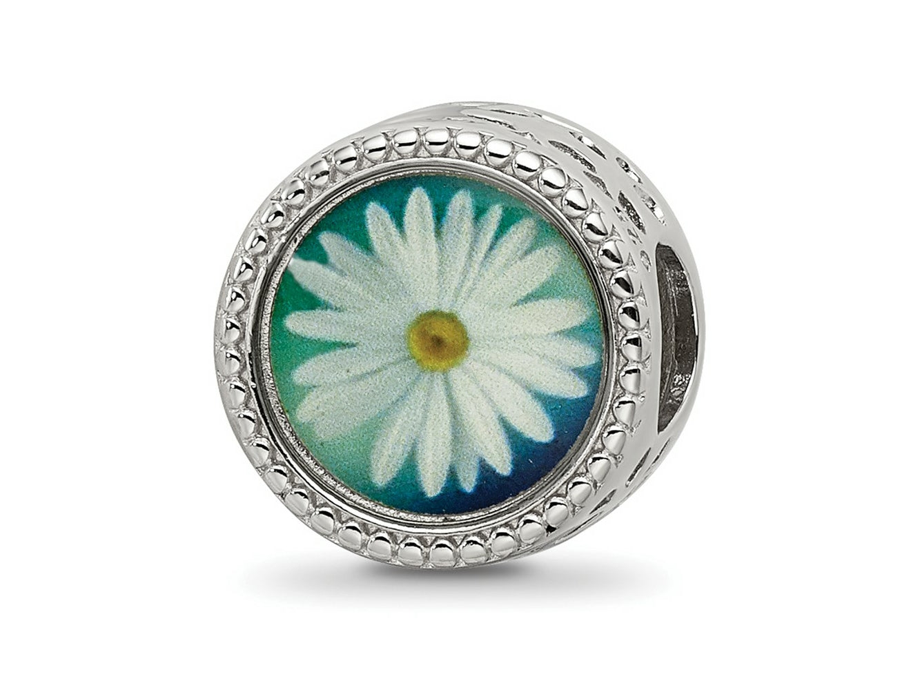 Reflections 925 Sterling Silver Rhodium Plated April Flower Bead 11 x 8 mm