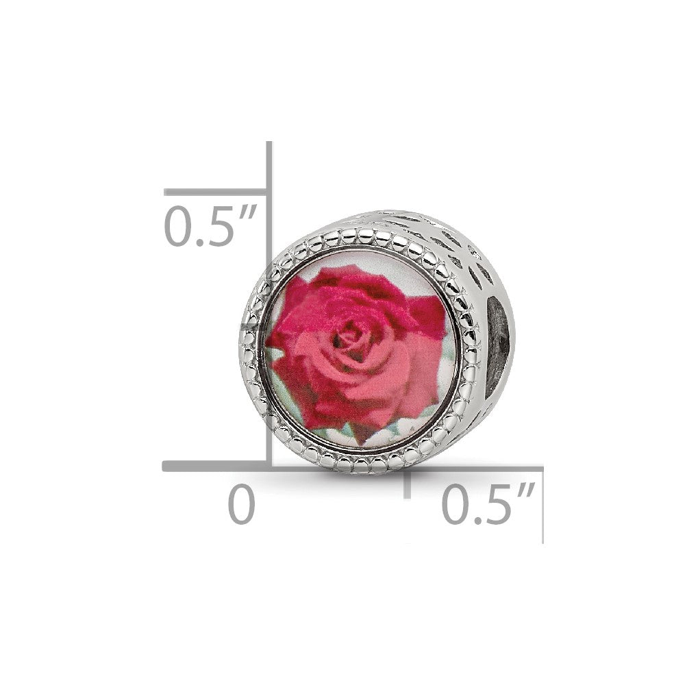 Reflections 925 Sterling Silver Rhodium Plated June Flower Bead 11 x 8 mm