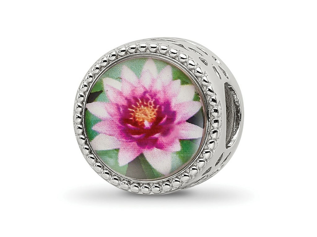 Reflections 925 Sterling Silver Rhodium Plated July Flower Bead 11 x 8 mm