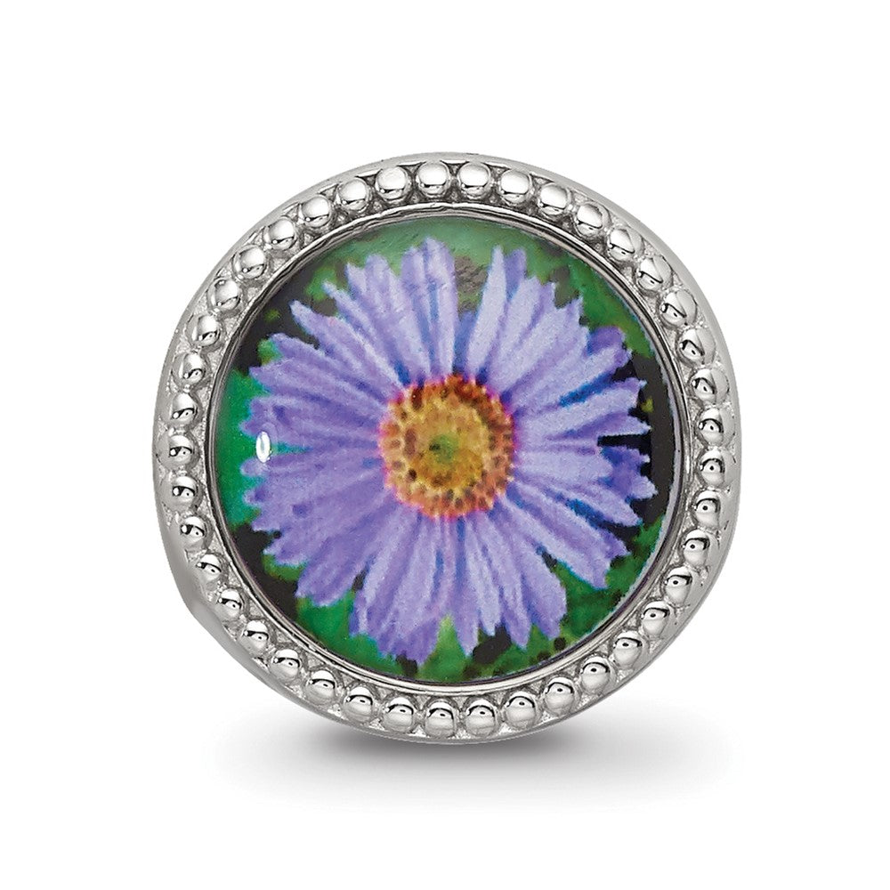 Reflections 925 Sterling Silver Rhodium Plated September Flower Bead 11 x 8 mm
