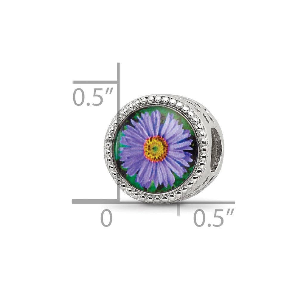 Reflections 925 Sterling Silver Rhodium Plated September Flower Bead 11 x 8 mm