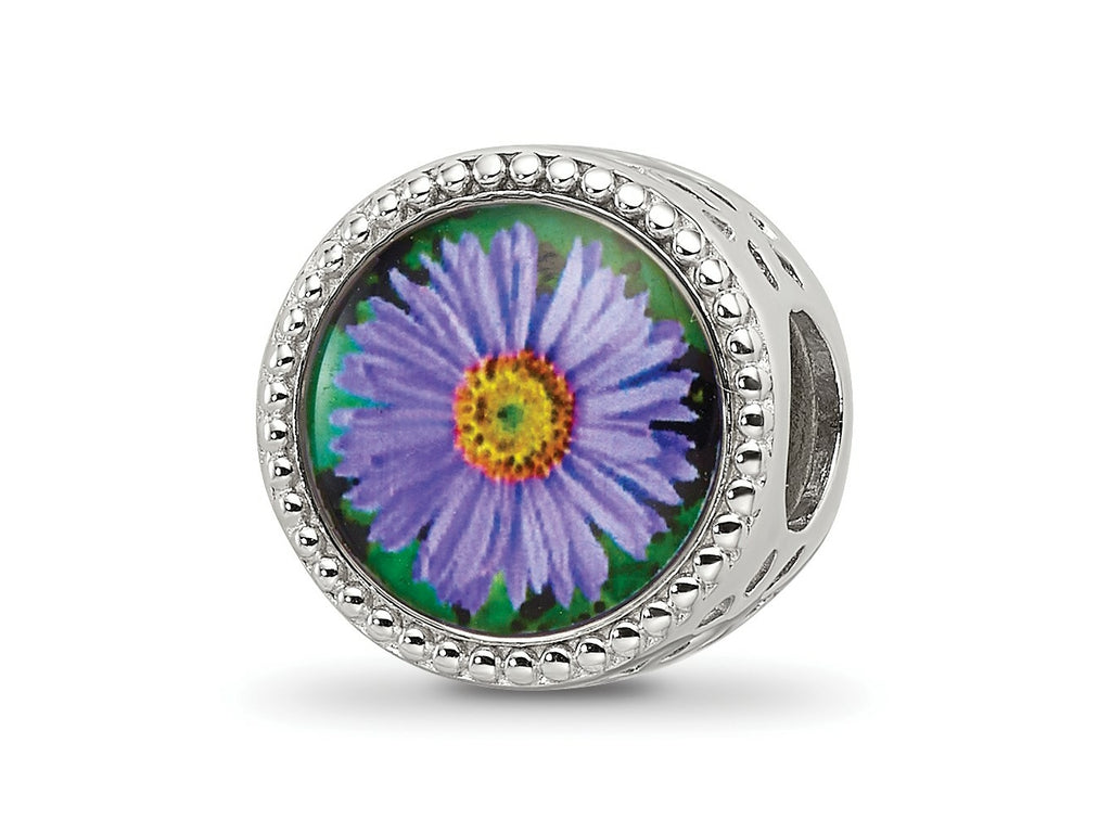 Reflections 925 Sterling Silver Rhodium Plated September Flower Bead 11 x 8 mm