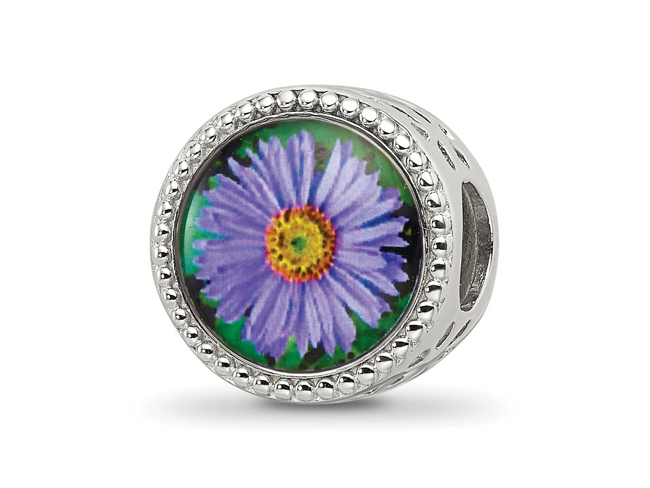 Reflections 925 Sterling Silver Rhodium Plated September Flower Bead 11 x 8 mm