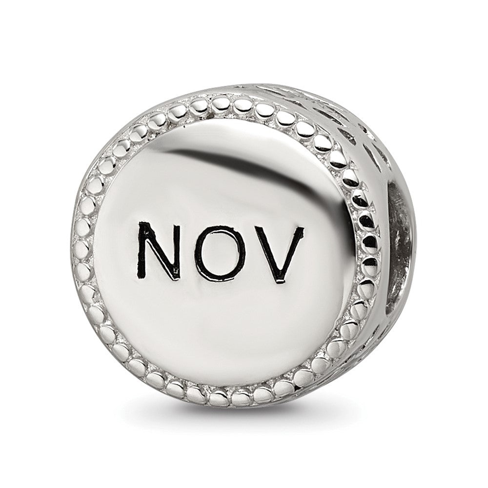 Reflections 925 Sterling Silver Rhodium Plated November Flower Bead 11 x 8 mm