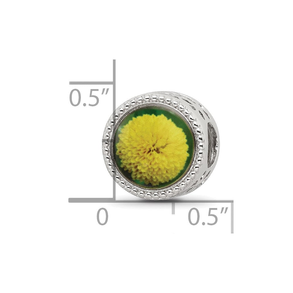 Reflections 925 Sterling Silver Rhodium Plated November Flower Bead 11 x 8 mm