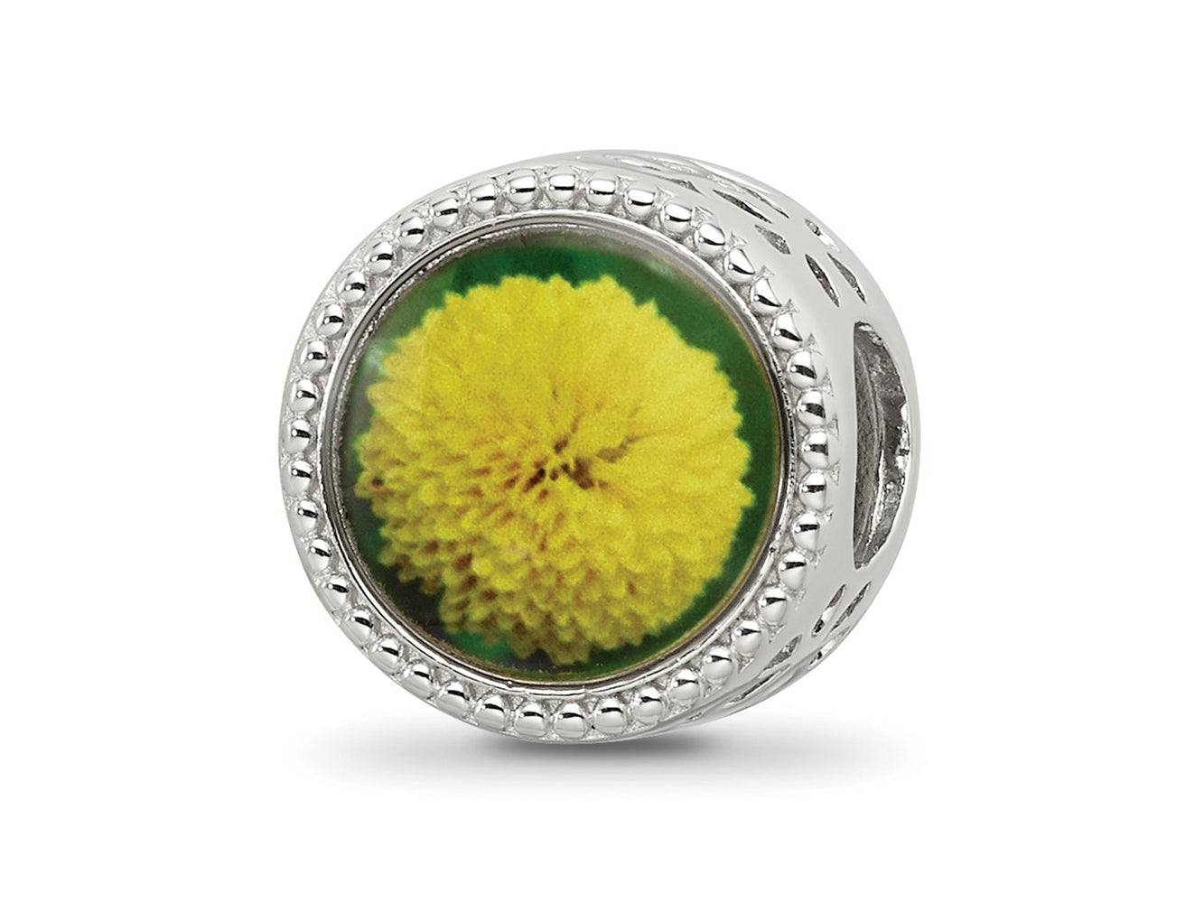 Reflections 925 Sterling Silver Rhodium Plated November Flower Bead 11 x 8 mm