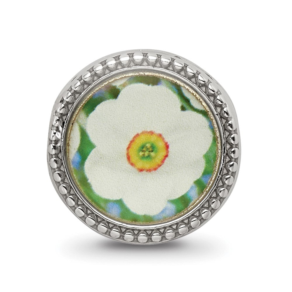 Reflections 925 Sterling Silver Rhodium Plated December Flower Bead 11 x 8 mm