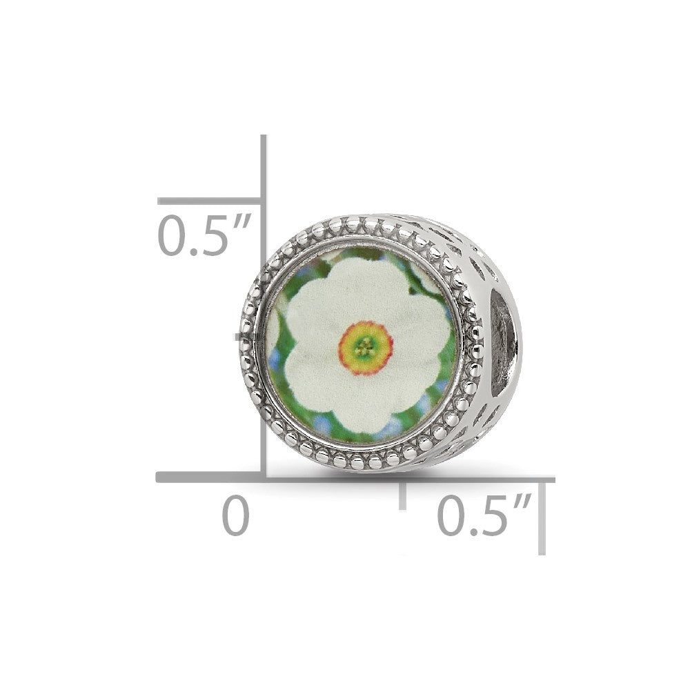 Reflections 925 Sterling Silver Rhodium Plated December Flower Bead 11 x 8 mm
