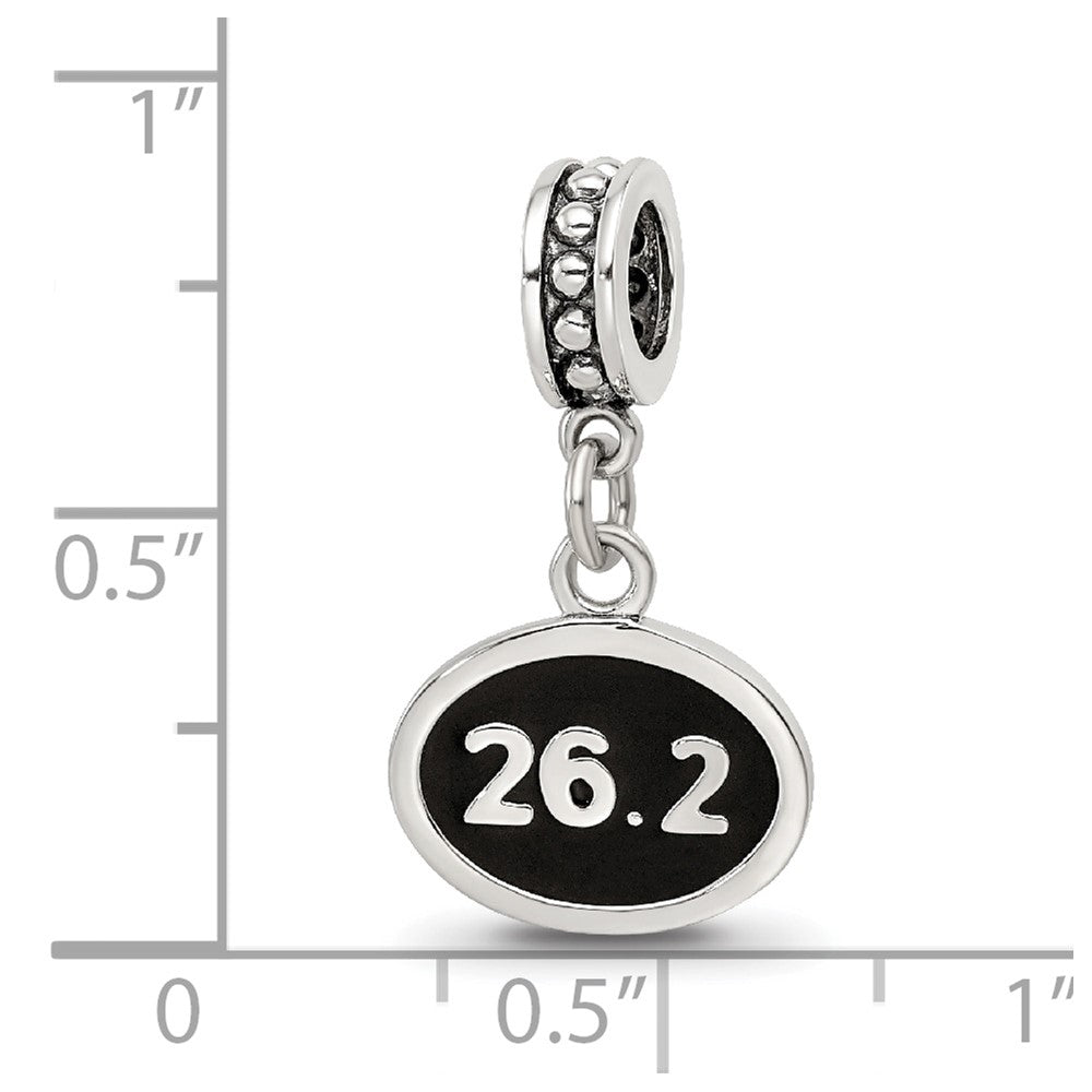 Reflections 925 Sterling Silver Black Enameled Marathon Dangle Charm