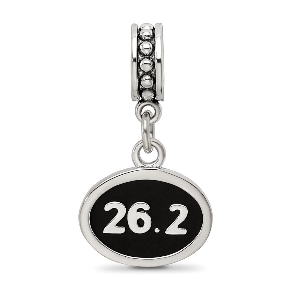 Reflections 925 Sterling Silver Black Enameled Marathon Dangle Charm