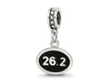 Reflections 925 Sterling Silver Black Enameled Marathon Dangle Charm