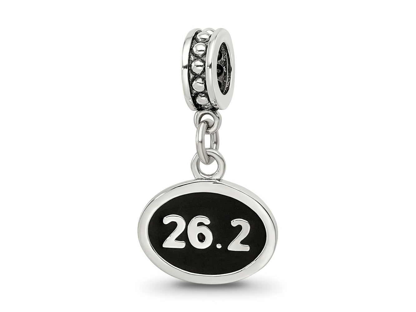 Reflections 925 Sterling Silver Black Enameled Marathon Dangle Charm