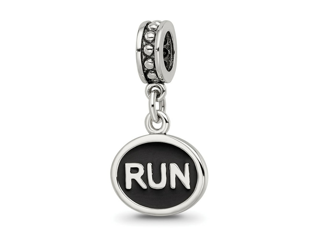 Reflections 925 Sterling Silver Black Enameled Run Dangle Charm
