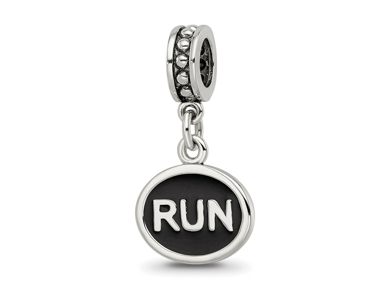 Reflections 925 Sterling Silver Black Enameled Run Dangle Charm
