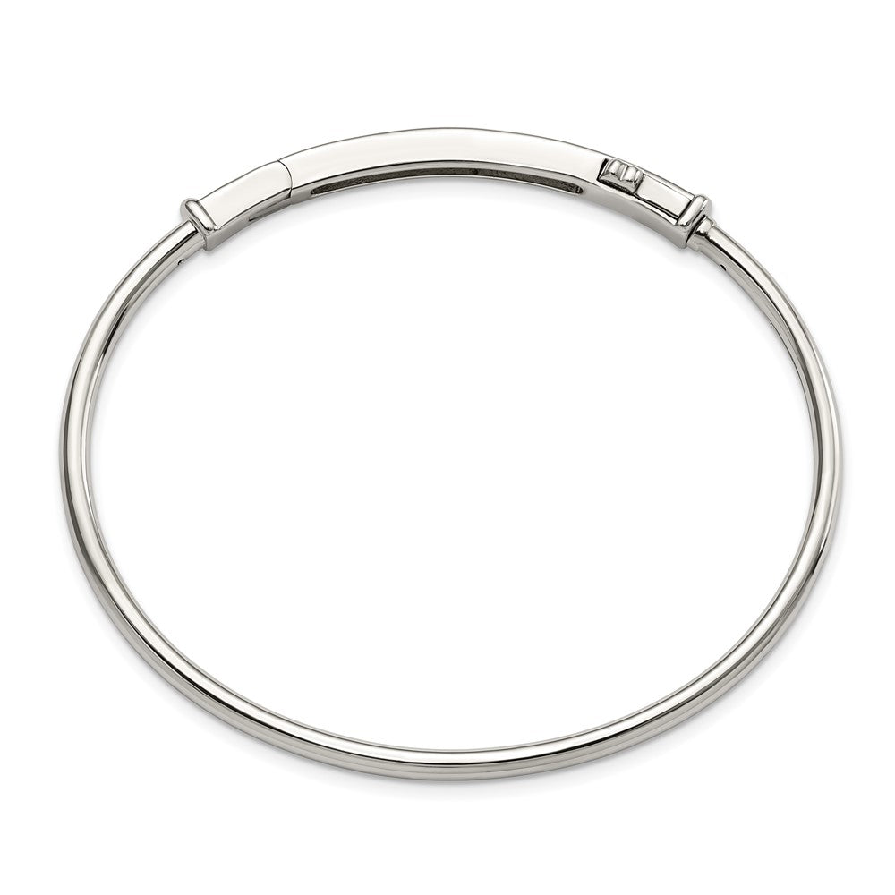 Reflections 925 Sterling Silver Rhodium Plated Hinged Clasp Bangle